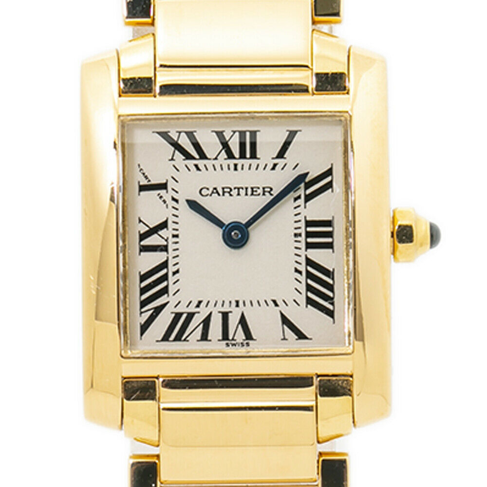Cartier Tank Franaise 2385 W50002N2 18k Quartz Ladies Watch White Dial 20x25MM
