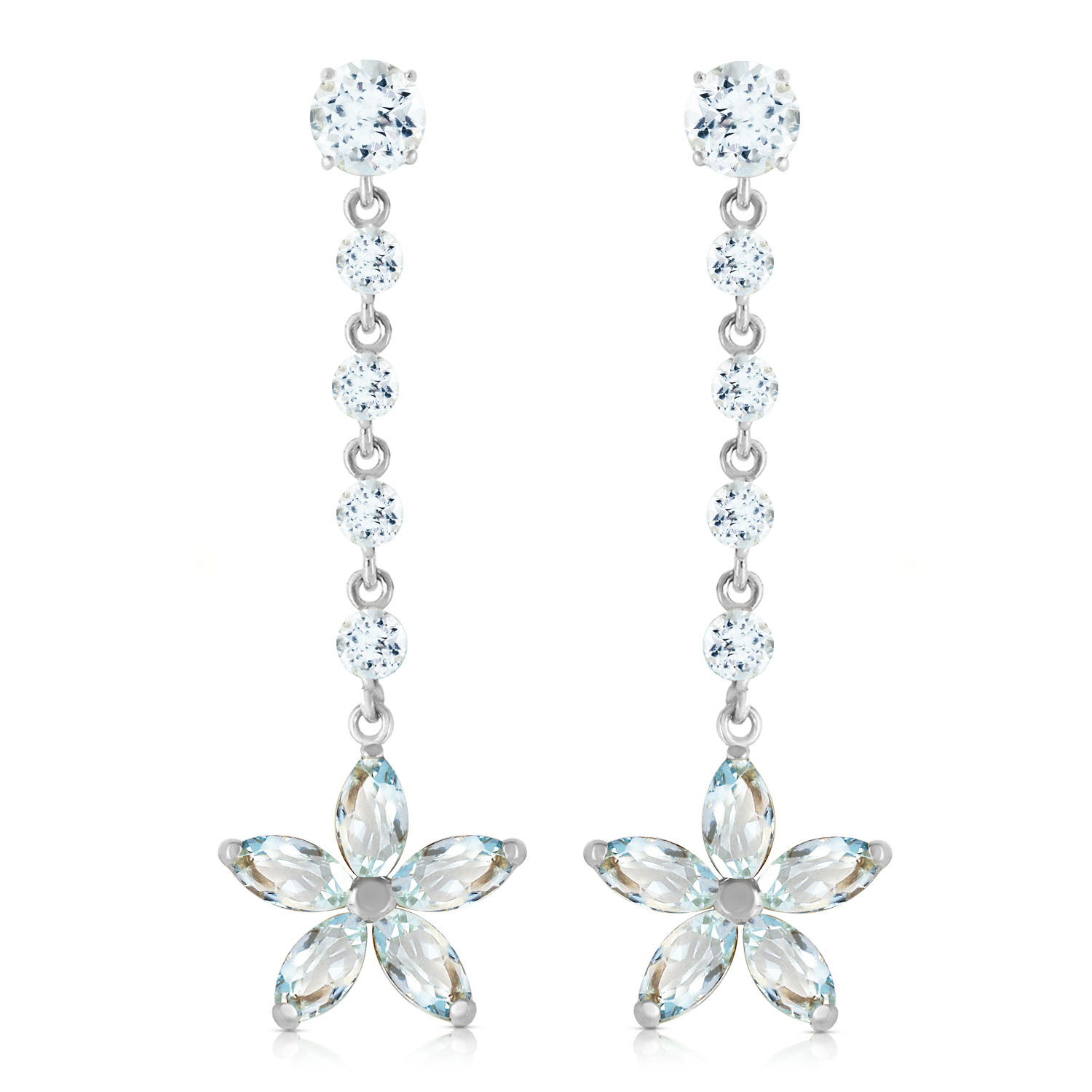 4.8 CTW 14K Solid White Gold Vanilla Passion Aquamarine Earrings