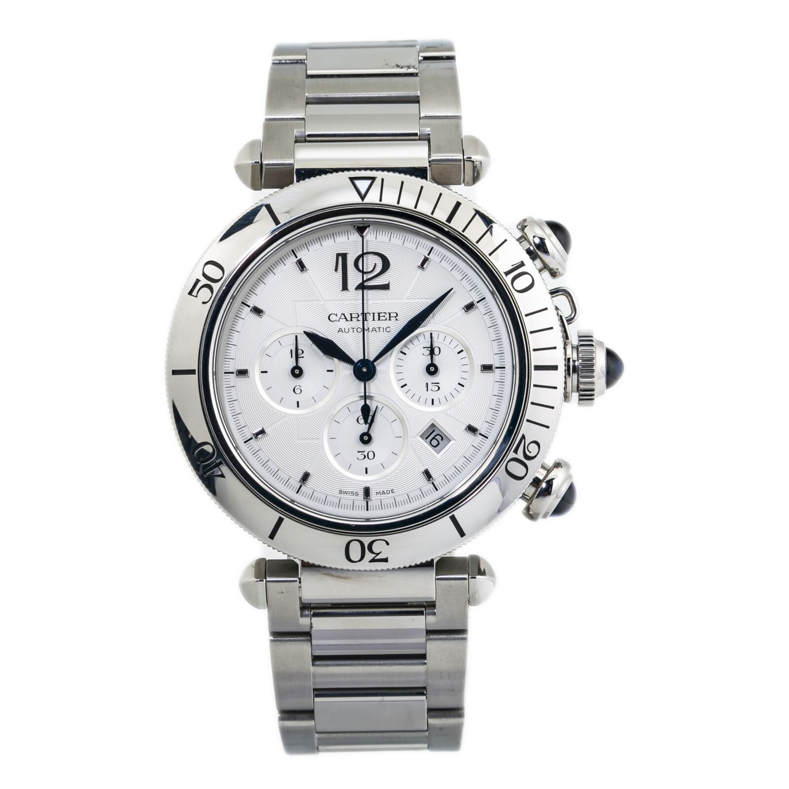 Cartier Pasha WSPA0018 SS Chronograph Mens Automatic Watch 42mm