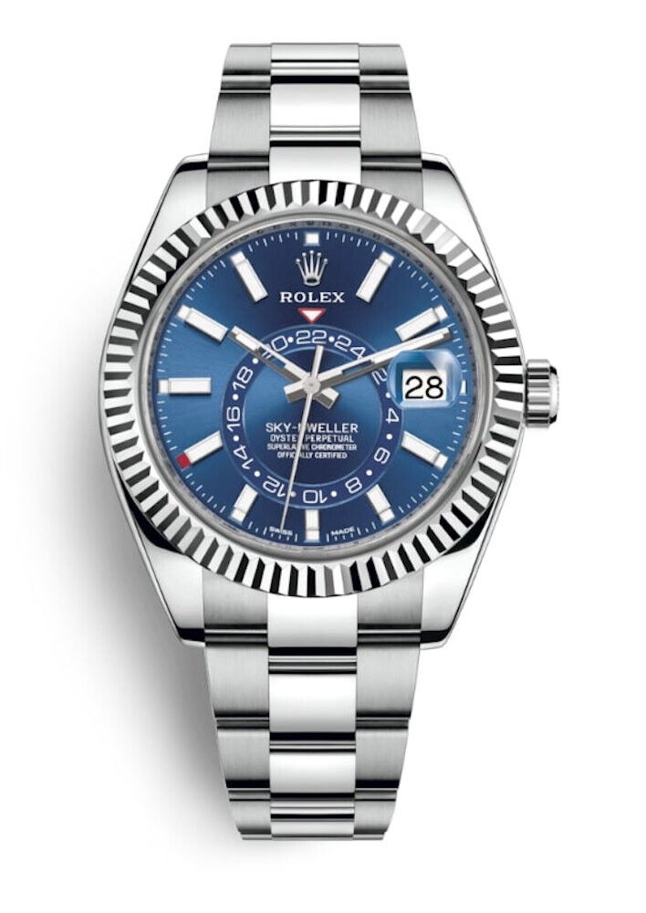 Rolex Sky-Dweller  SS WhiteGold Bezel Blue Dial Men's Watch