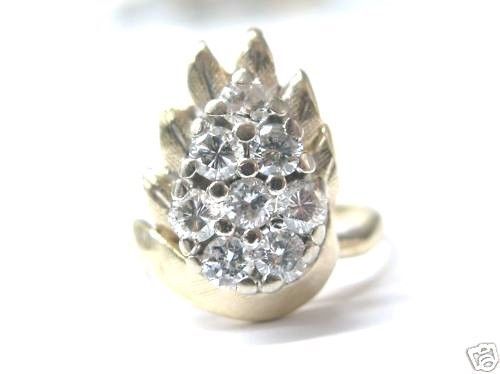 Natural Round Diamond Cluster Yellow Gold Jewelry Ring 14KT .82Ct H-SI1 SIzeable