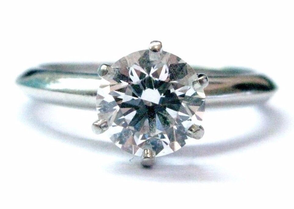 Tiffany  Co Platinum Round Diamond Solitaire Engagement Ring 1.28CT D-VS1
