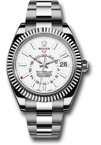 Rolex Sky-Dweller 326934WH 18K White Gold and Stainless Steel White Dial 42mm Automatic Mens Watch
