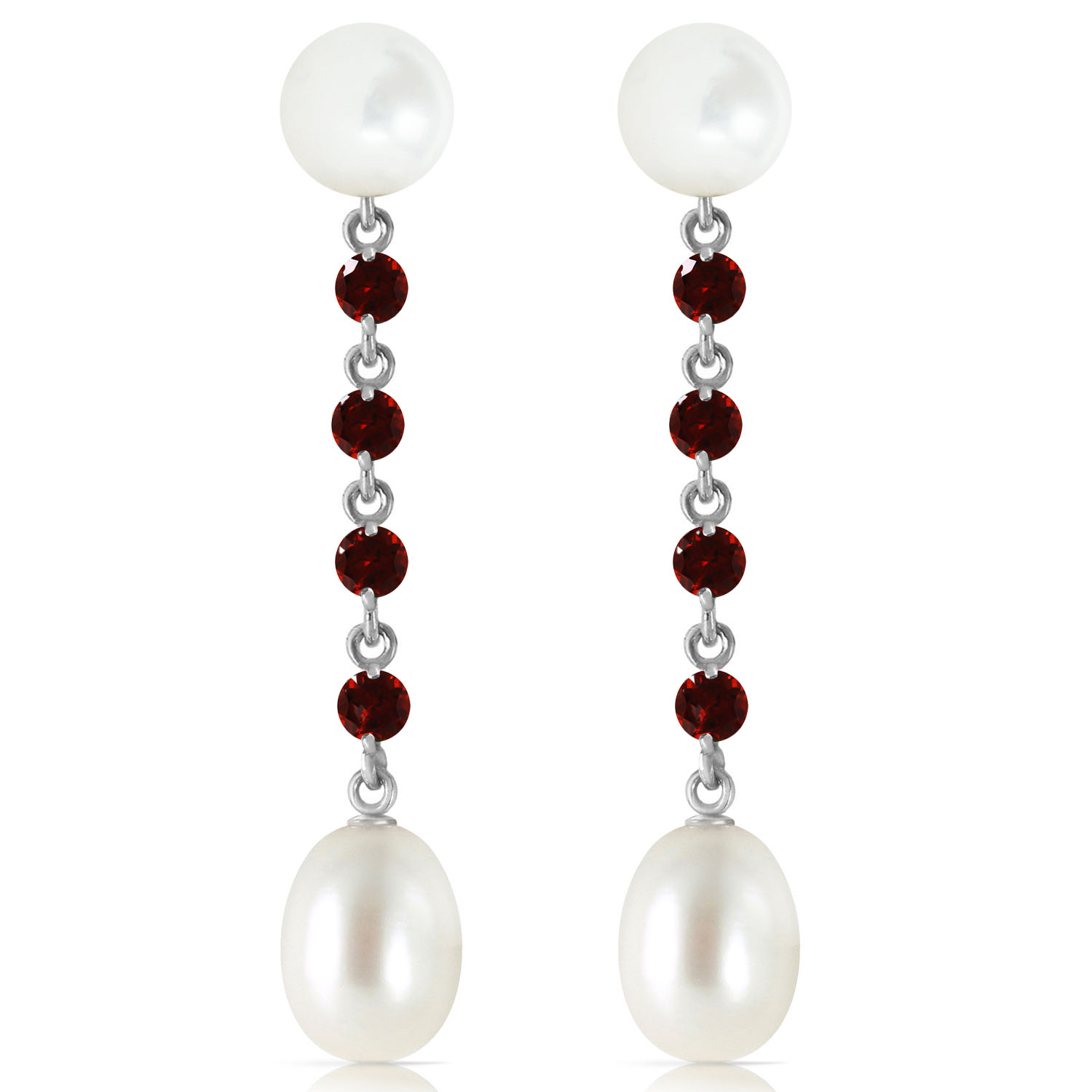 11 CTW 14K Solid White Gold I Feel Safe Garnet Cultured Pearl Earrings