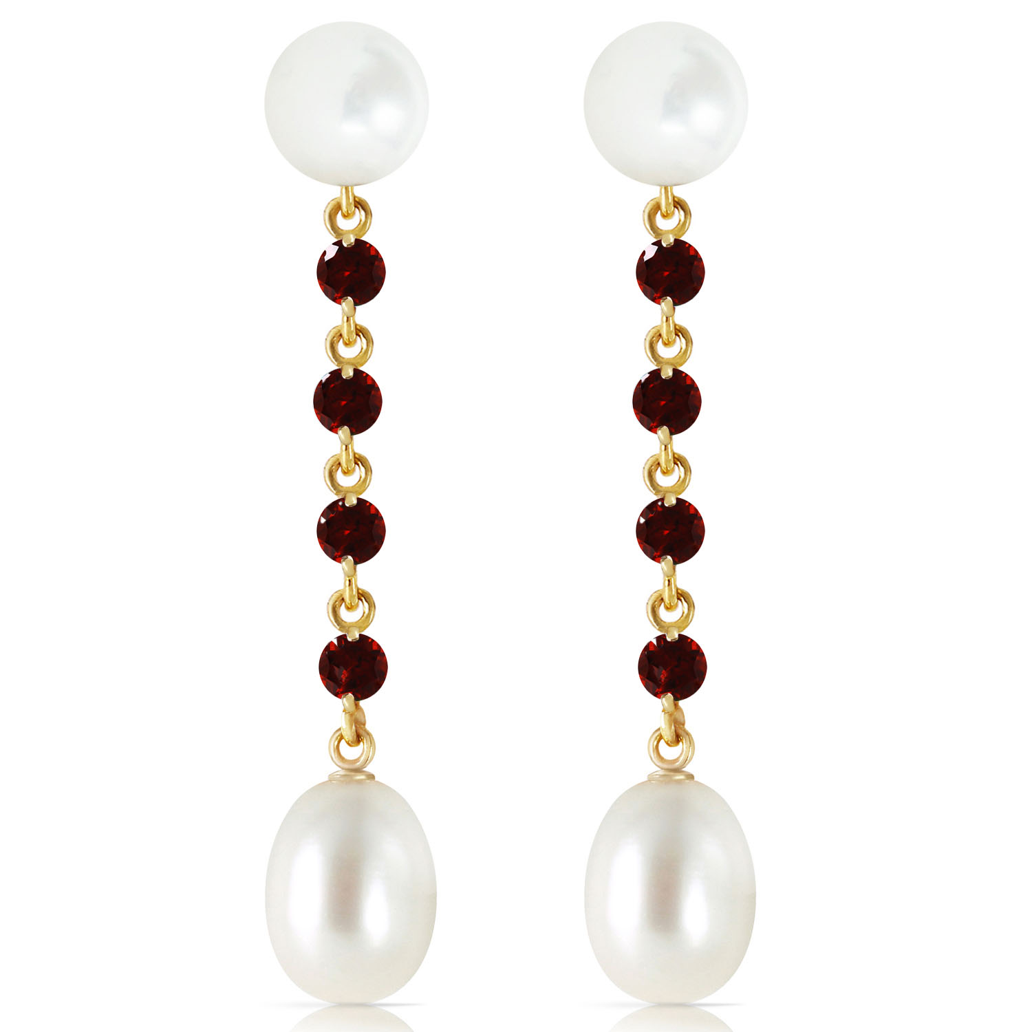 11 CTW 14K Solid Gold Cultured Pearly View Garnet Cultured Pearl Earrings