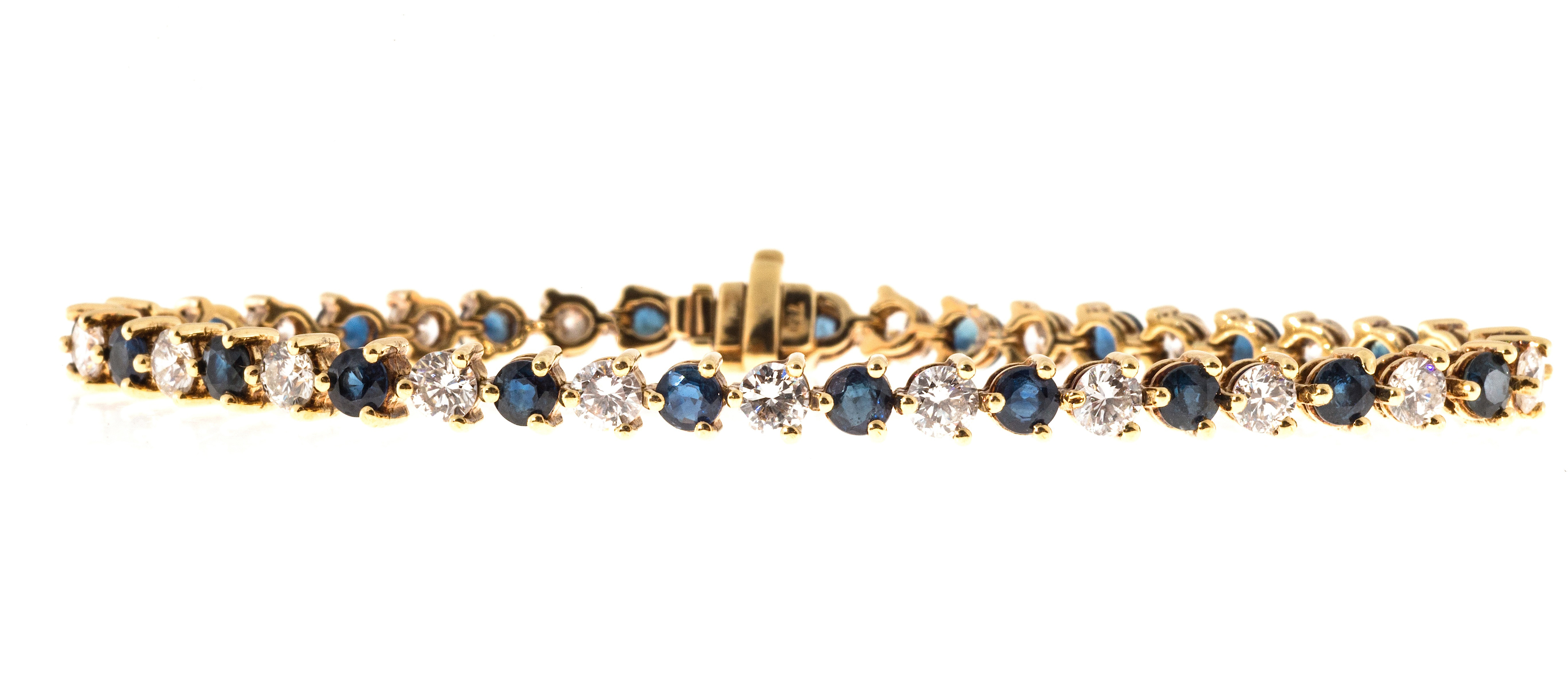 18K Yellow Gold with 4.20ct Diamond and 3.15ct Sapphire Hinged Link Bracelet