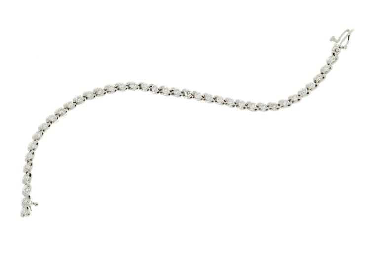 14K White Gold 3.03ct. Diamond Swirl Tennis Bracelet