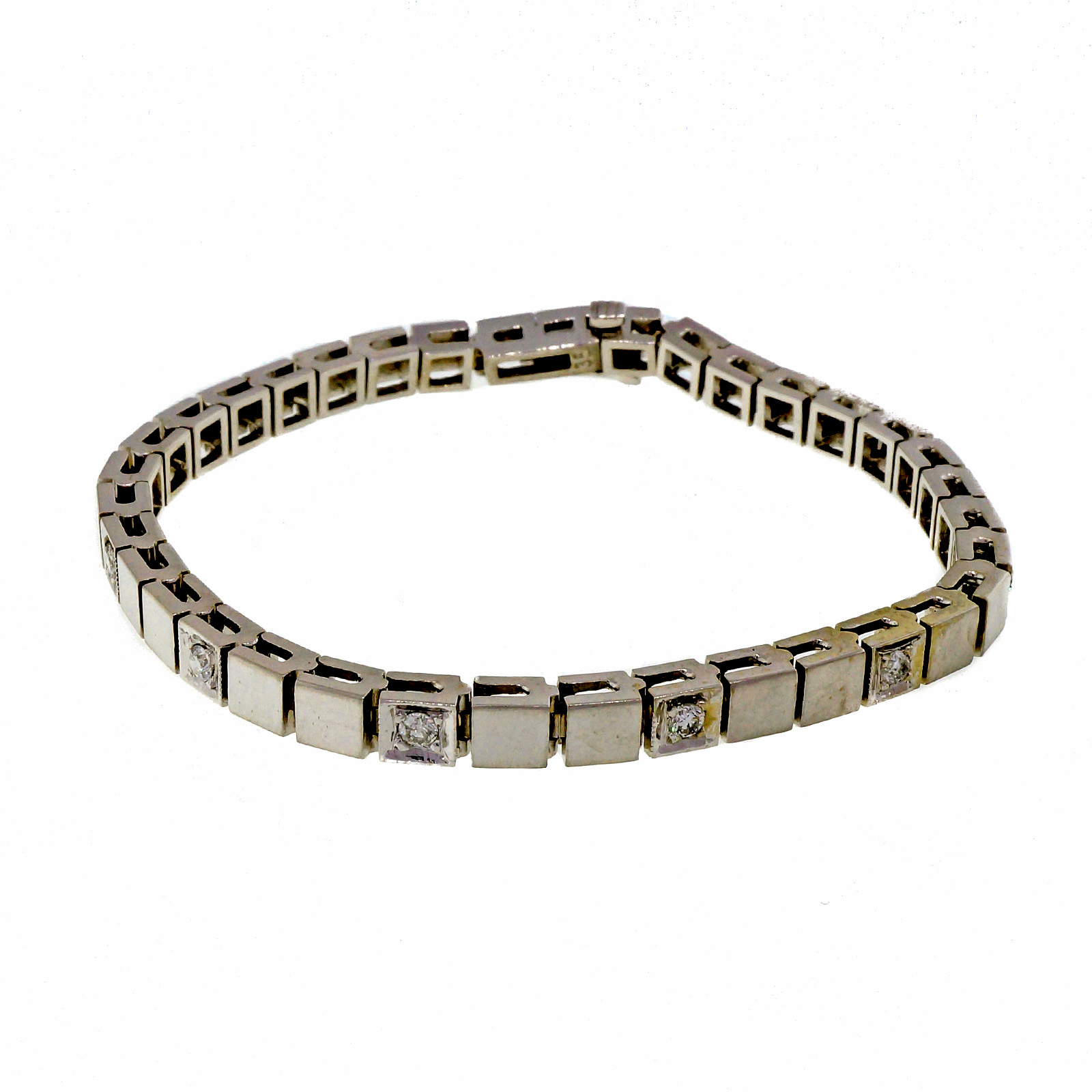 14K White Gold with 0.75ct Diamond Hinged Link Bracelet