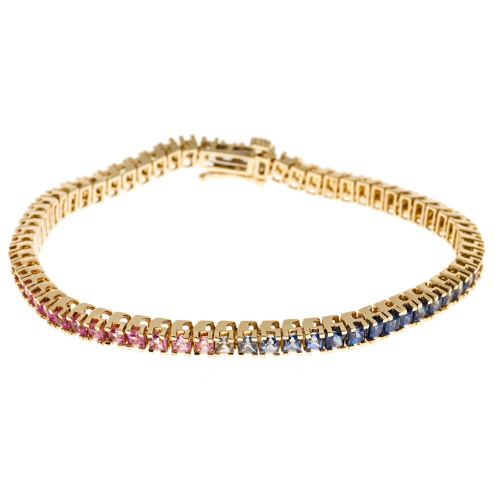 14K Yellow Gold with 10.00ct Sapphire Hinged Link Bracelet 