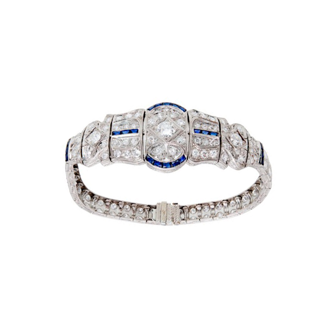 Platinum and 18K White Gold with Diamond and Sapphire Bracelet