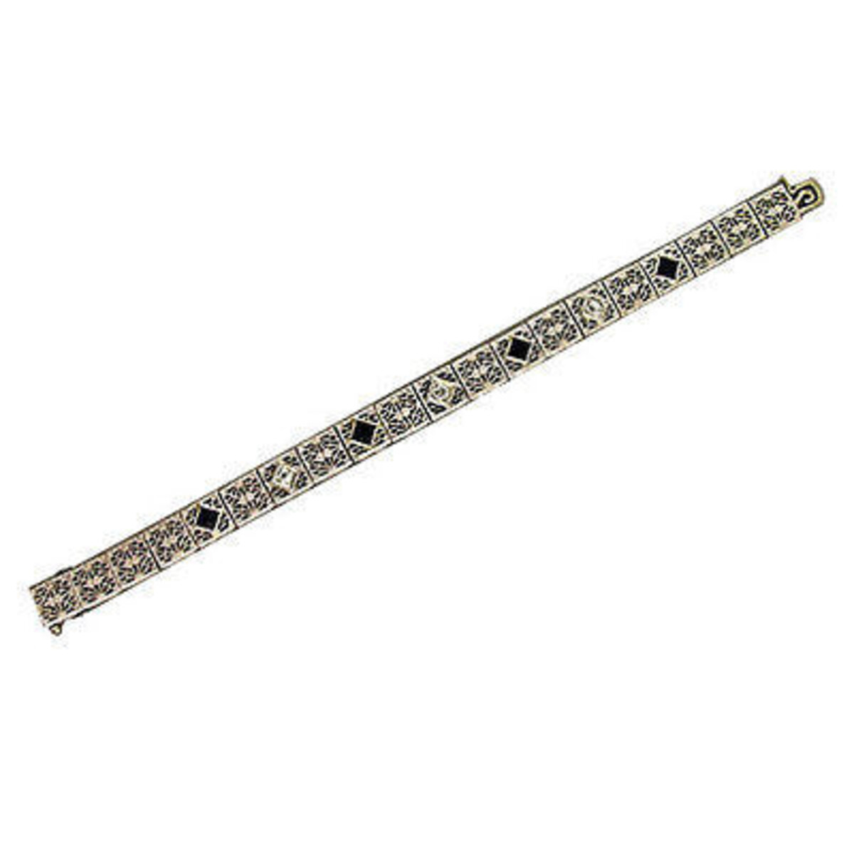 Estate Platinum Top 14K White Gold Sapphire European Cut Diamond Bracelet