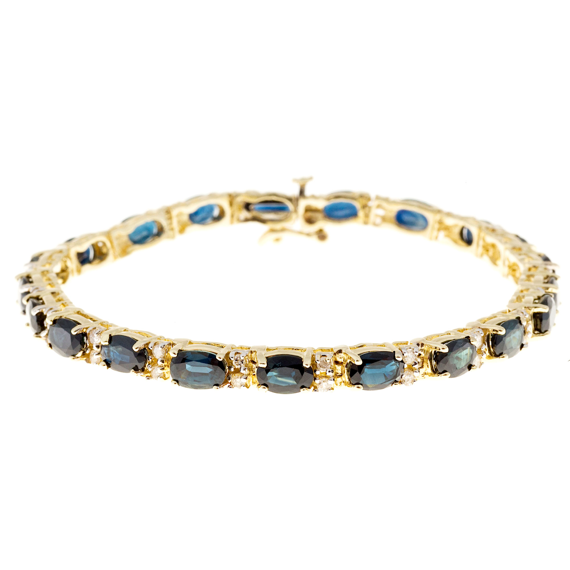 14K Yellow Gold with 13.65ct. Blue Sapphire  0.65ct. Diamond Bracelet