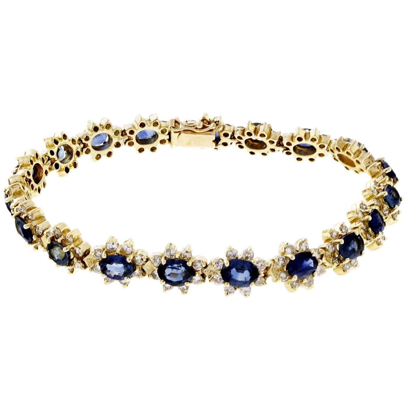 14K Yellow Gold with 11.05ct. Blue Sapphire  3.02ct. Diamond Bracelet