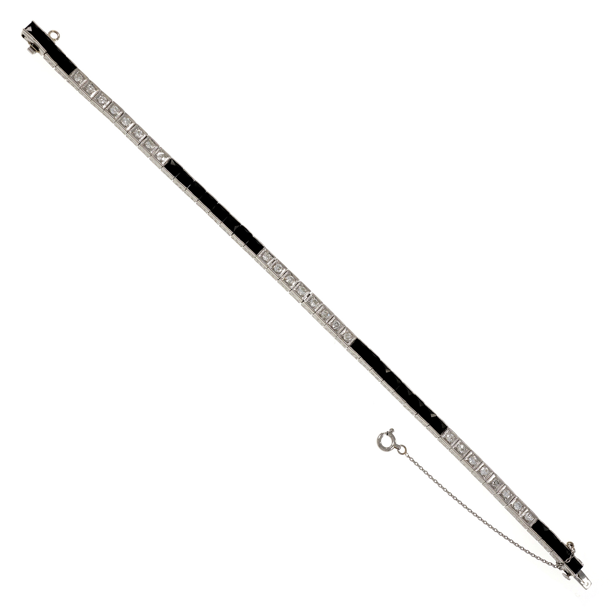Platinum with Diamond  Black Onyx Bracelet 