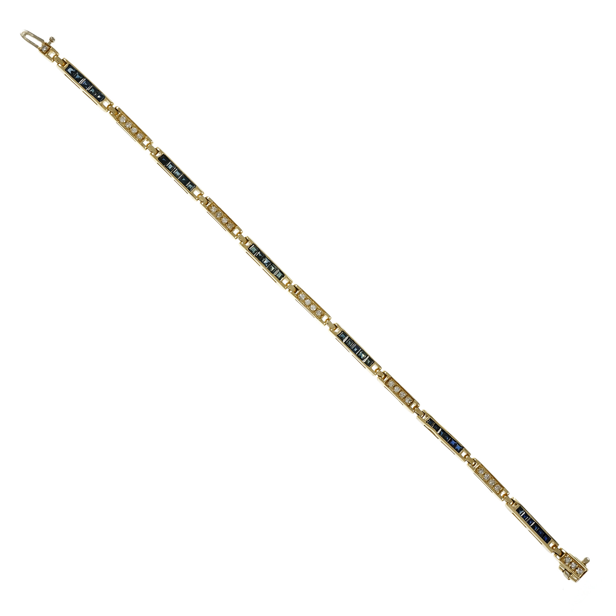 14K Yellow Gold with Sapphire and Diamond Bracelet 