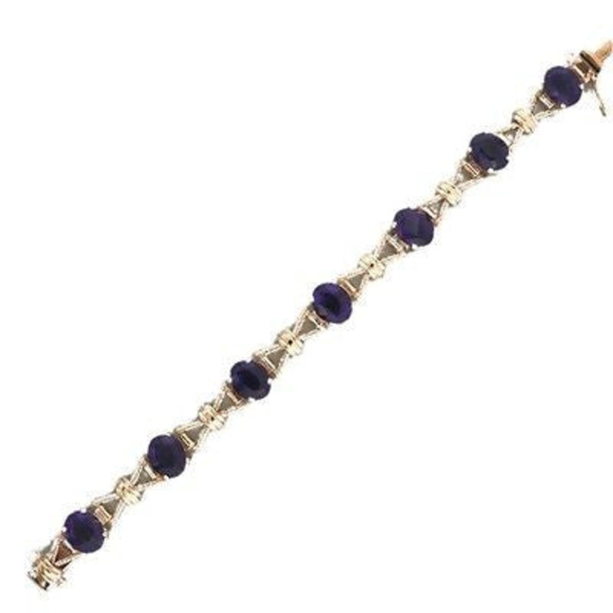 Vintage Retro Deco1940 English 9K Rose Gold 7 Stone Amethyst 16.80CT Bracelet