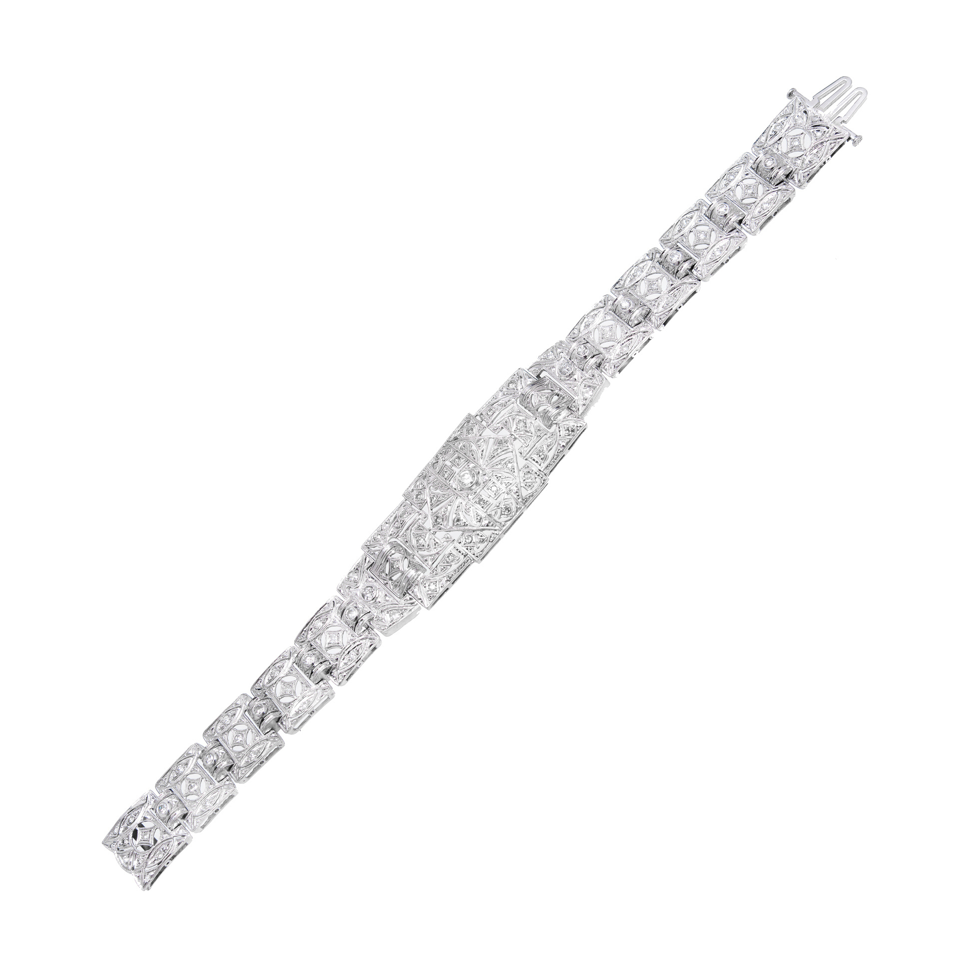 Platinum  1.22ct. Diamond Hinged Link Bracelet