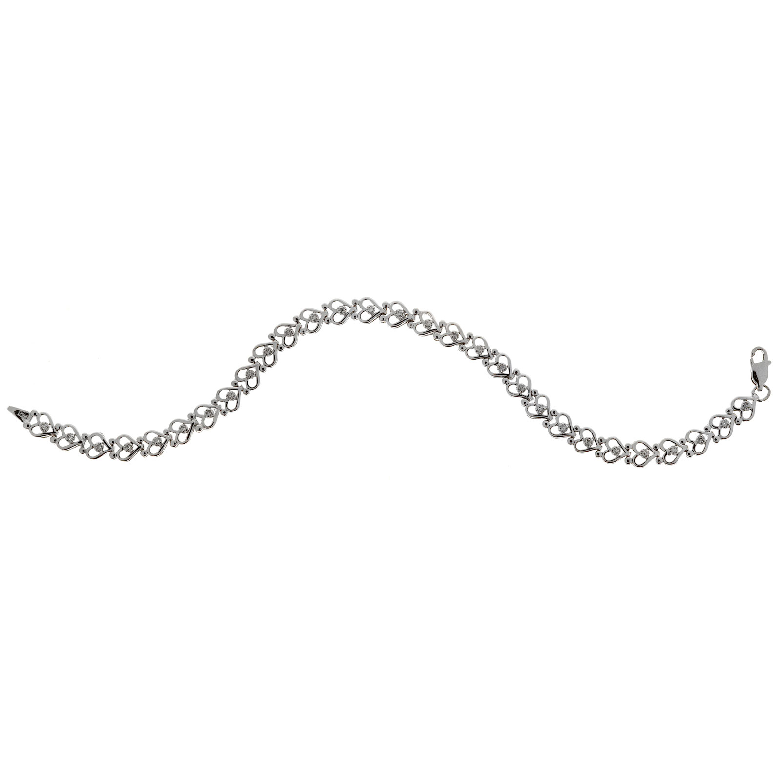 10K White Gold  0.50ct. Diamond Open Heart Hinged Link Bracelet