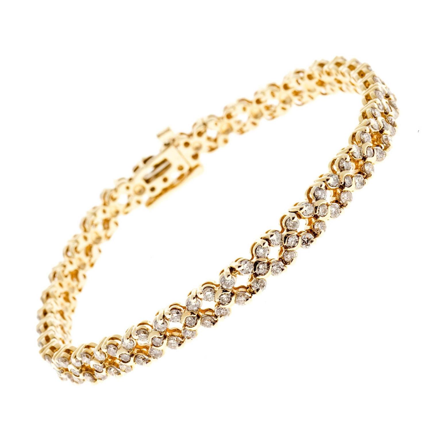 14K Yellow Gold  3.00ct. Diamond Star Hinged Link Bracelet