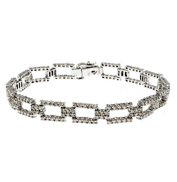 14K White Gold  2ct. Diamond Link Bracelet 