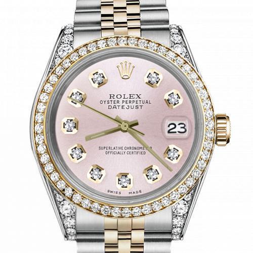 Men's Rolex 36mm Datejust Two Tone Bezel Lugs Metallic Pink Dial Hidden Clasp