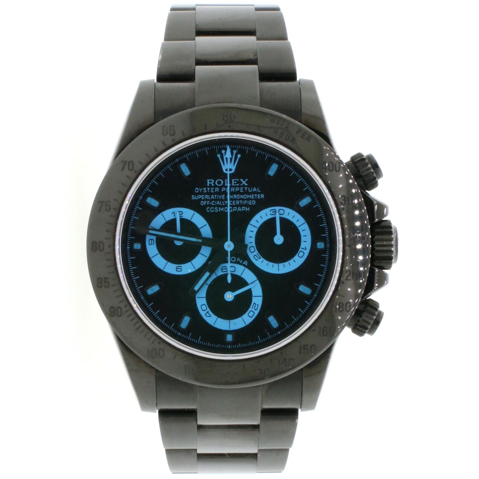 Rolex Cosmograph Daytona Black PVD Stainless Steel 40MM Mens Oyster Watch