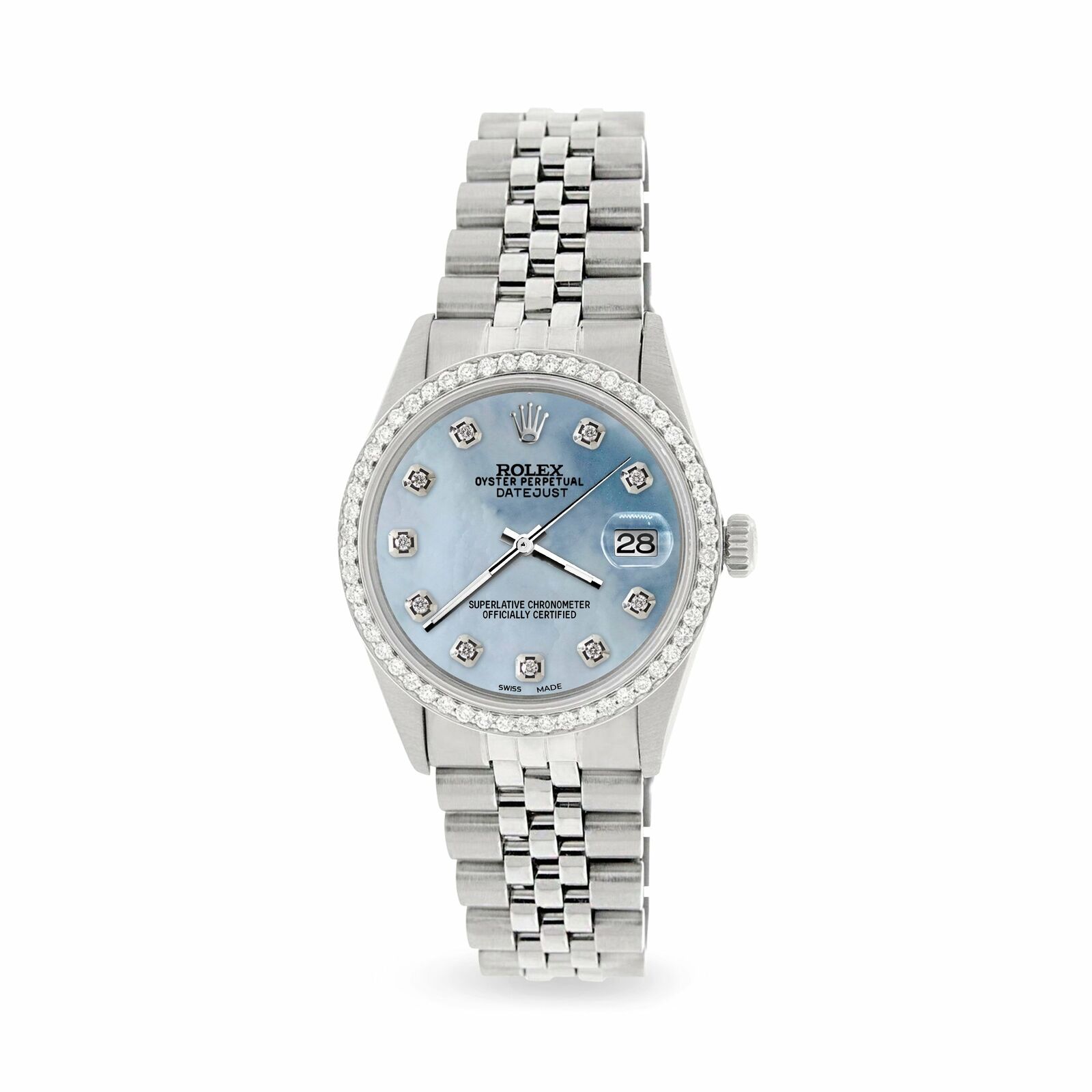 Rolex Datejust Steel  Jubilee Watch Diamond Sky Blue MOP Dial