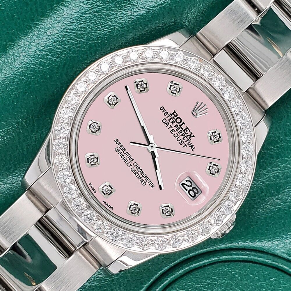 Rolex Datejust Midsize 31mm 1.52ct Bezel/Orchid Pink Diamond Dial Oyster Watch