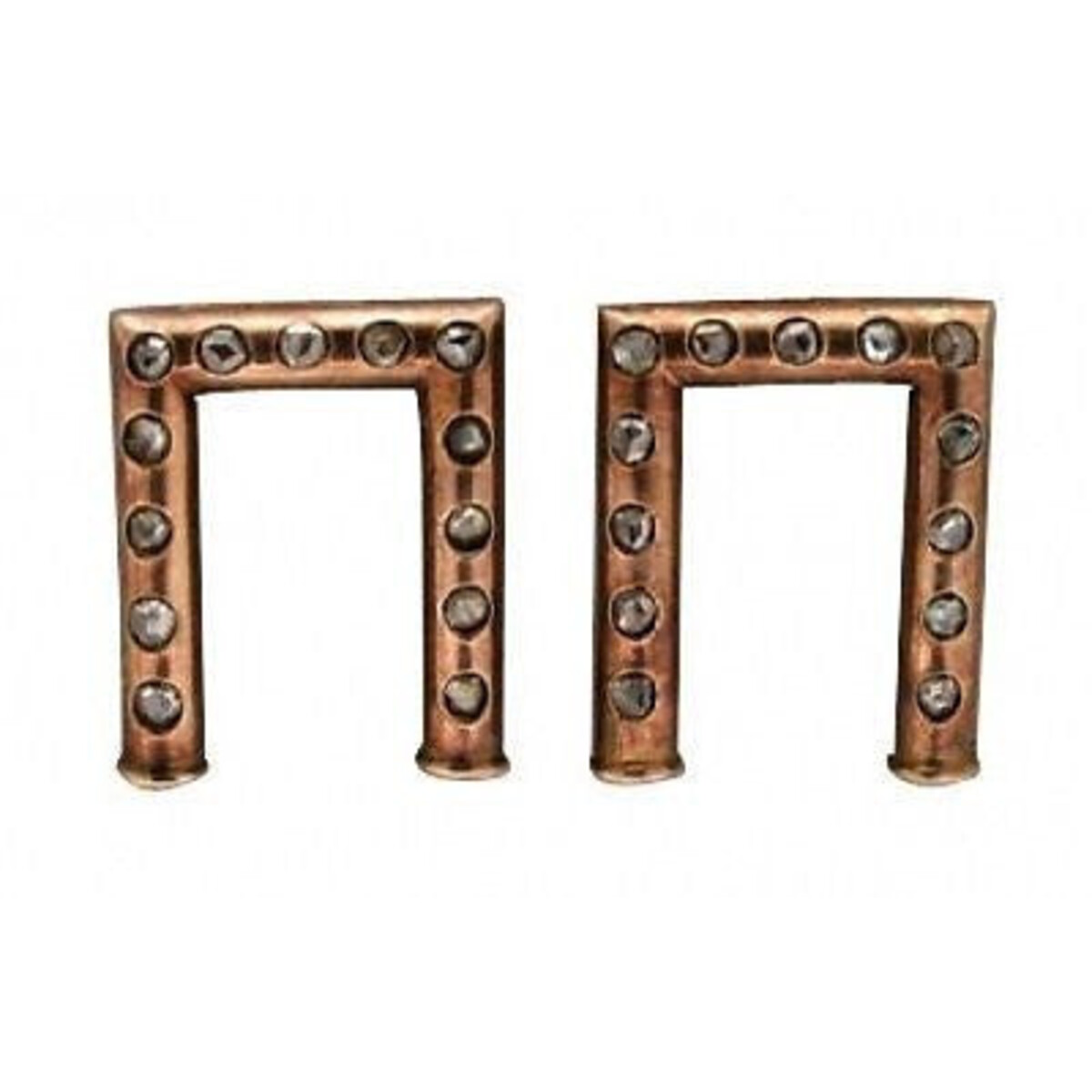 Vintage Very Old 1850 Rose Gold 26 Rose Cut Diamond Dress Clips Pin