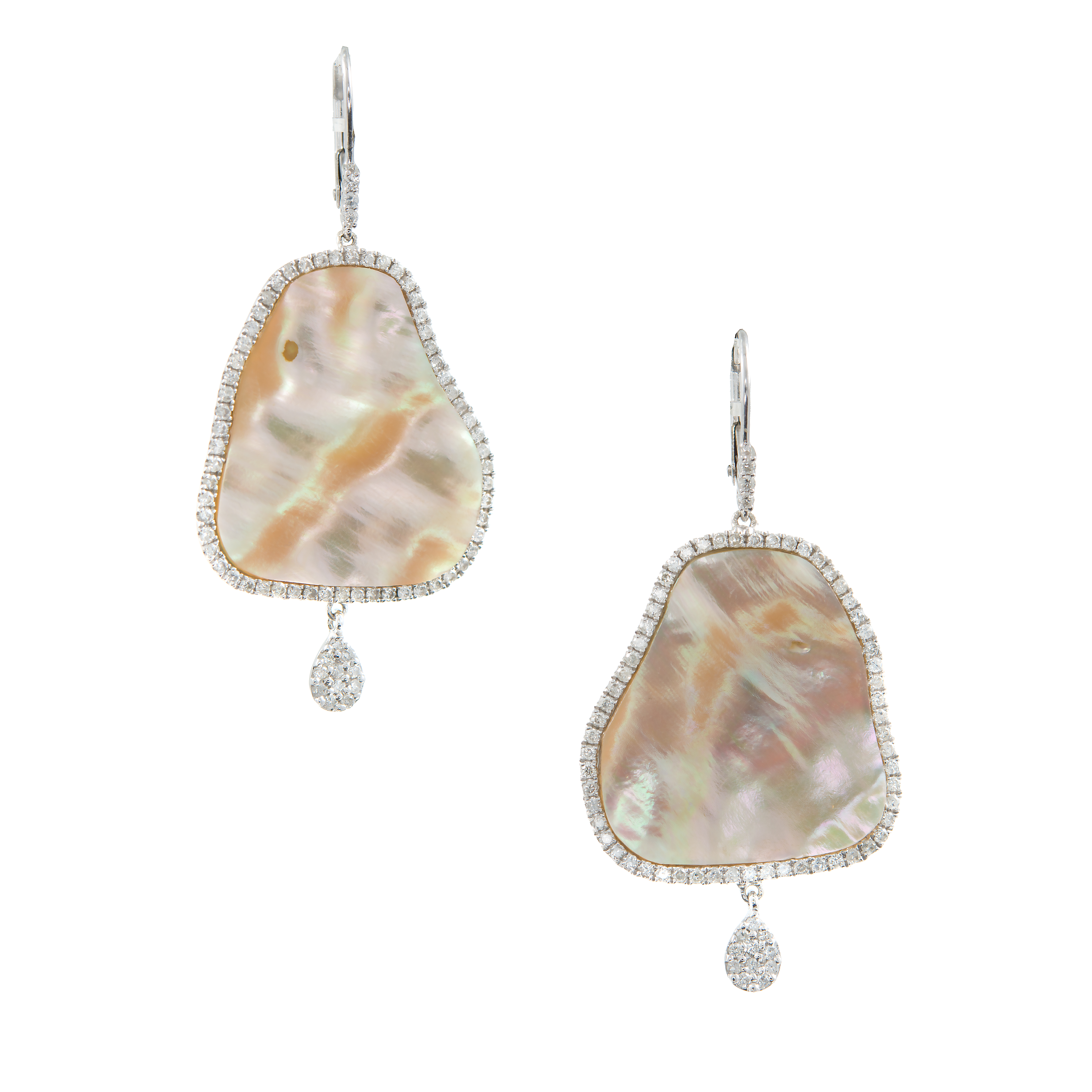 Meira T 14K White Gold Mother Of Pearl Slice  Diamond Dangle Earrings