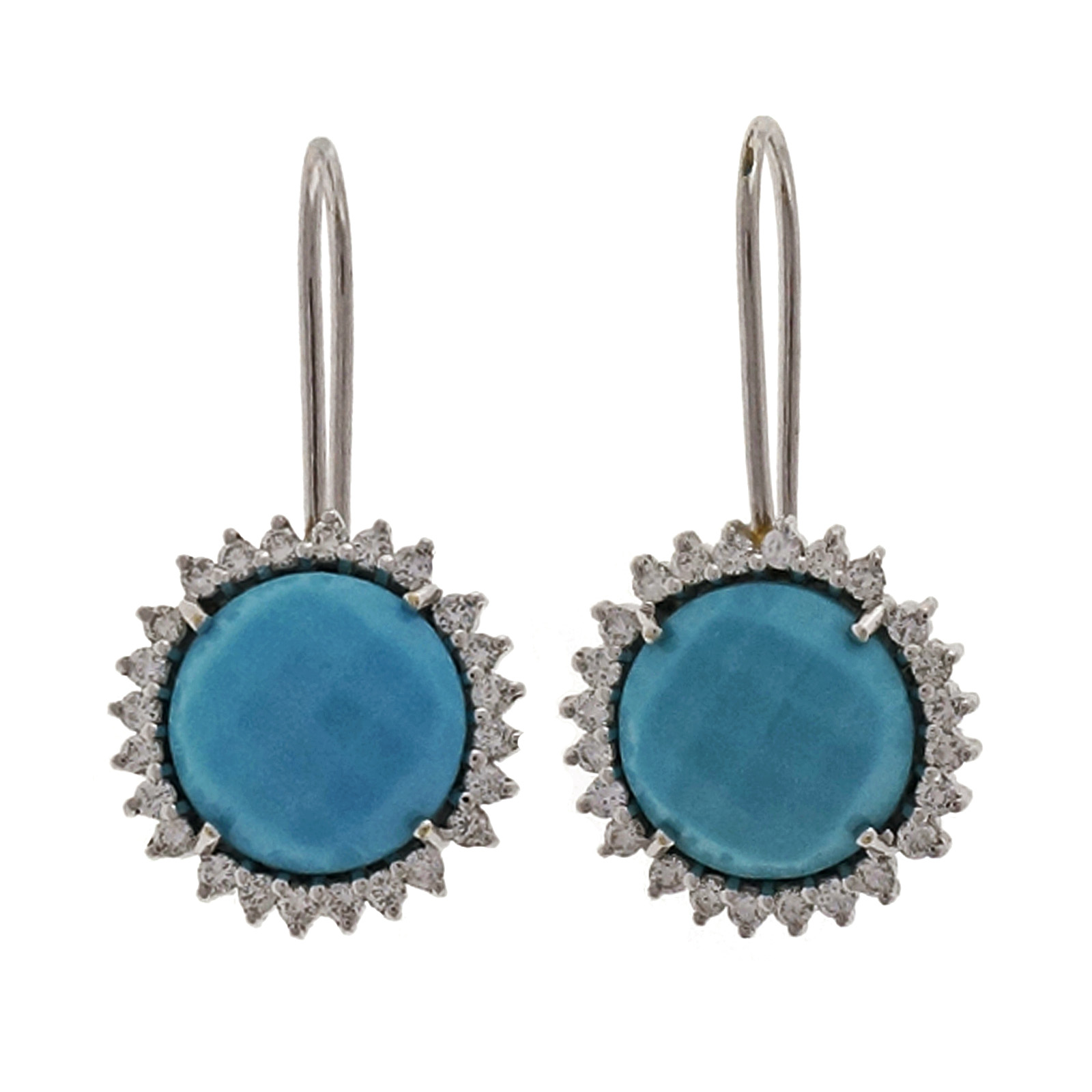 Piero Milano 18K White Gold Turquoise  Diamond Earrings