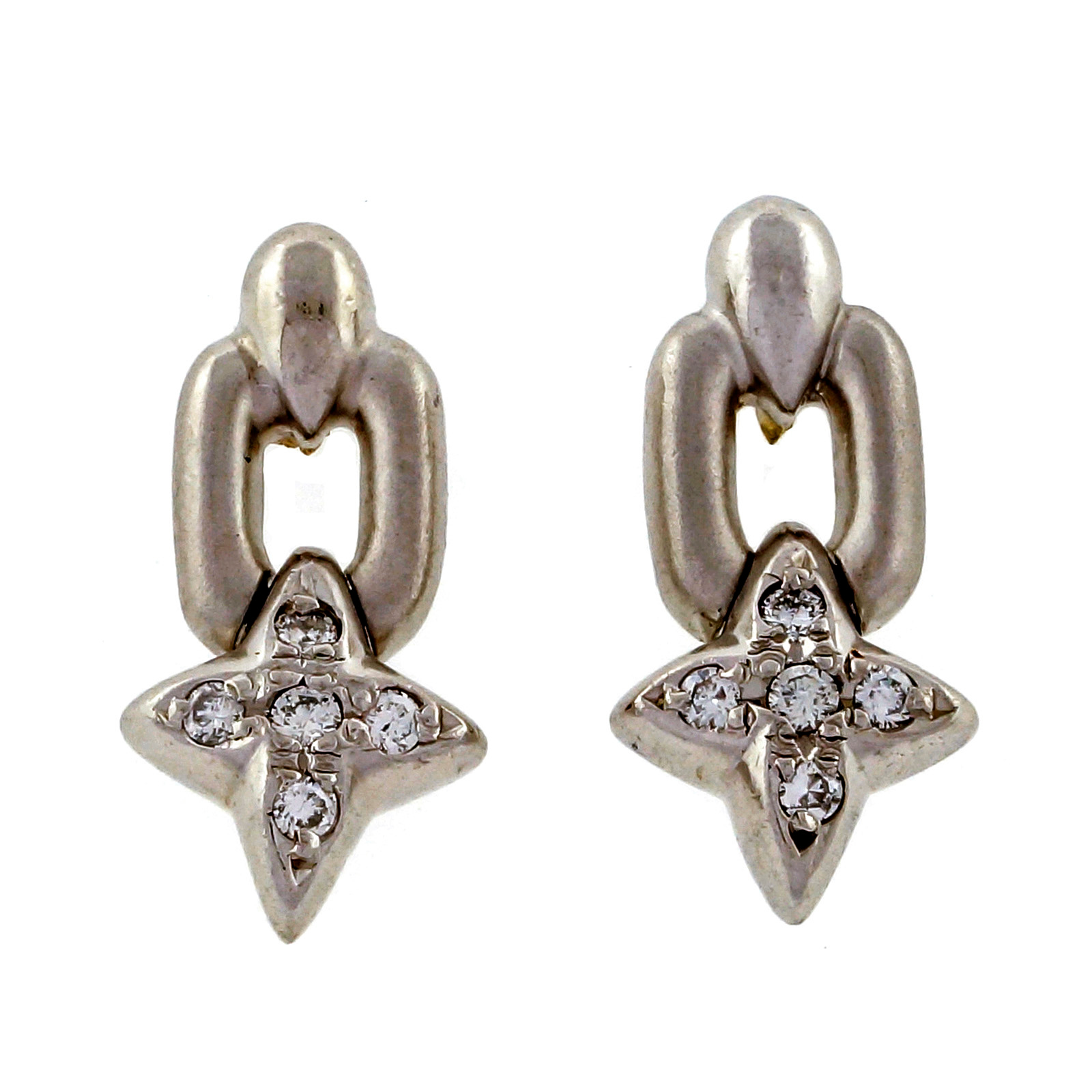 Platinum .14ctw H Diamond Simple Dangle Earrings