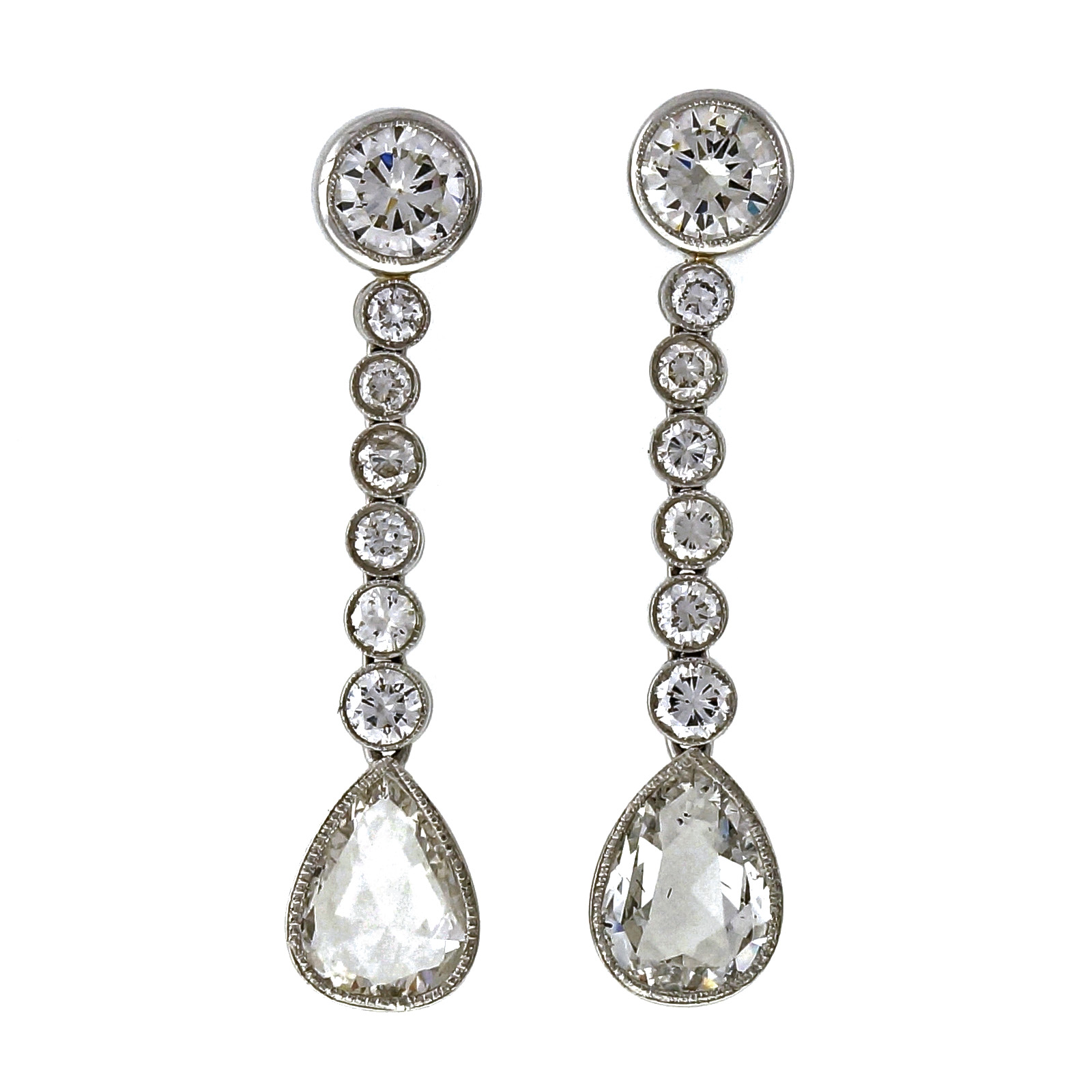 950 Platinum and Diamond Dangle Earrings