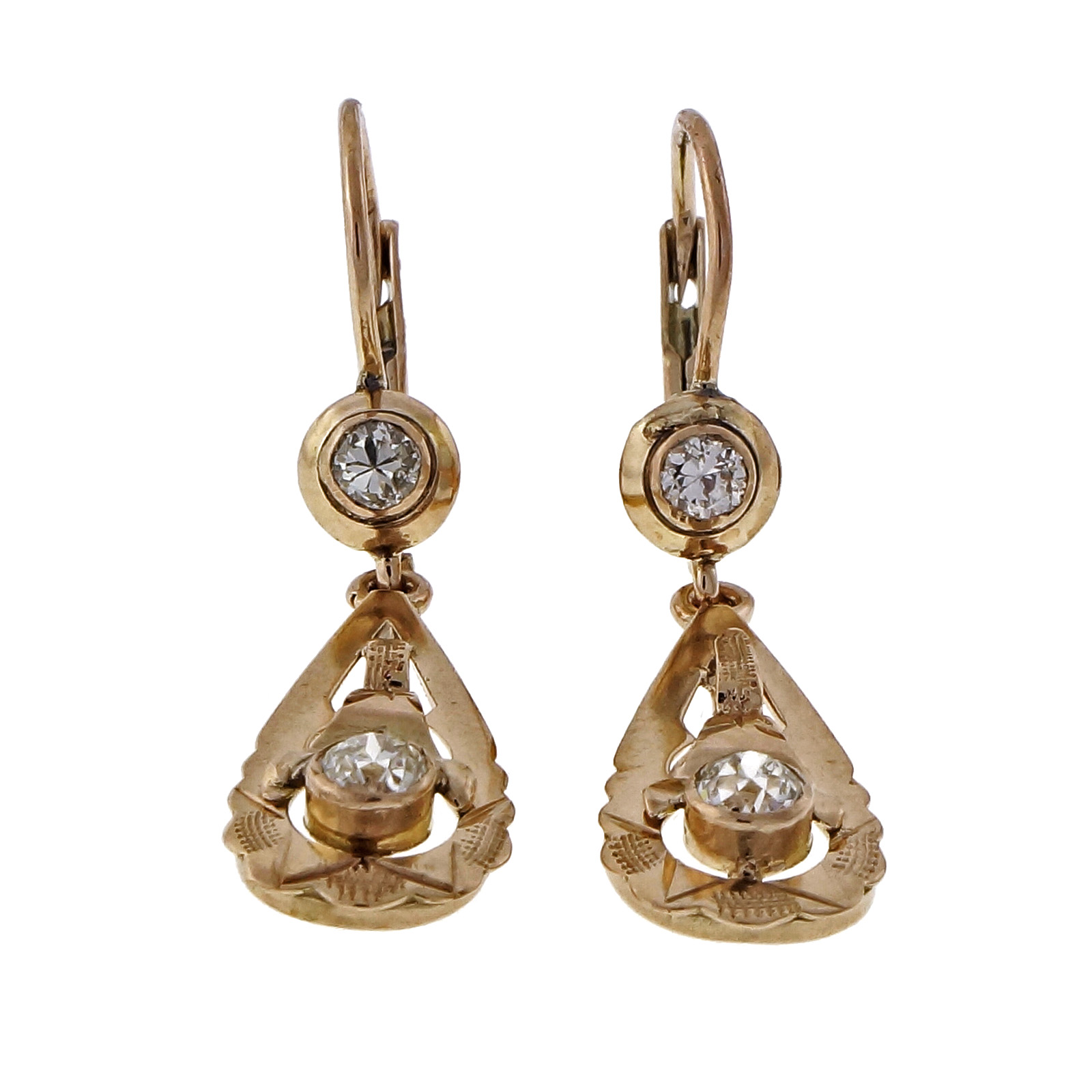 10K Rose Gold  0.54ct Diamonds Dangle Earrings