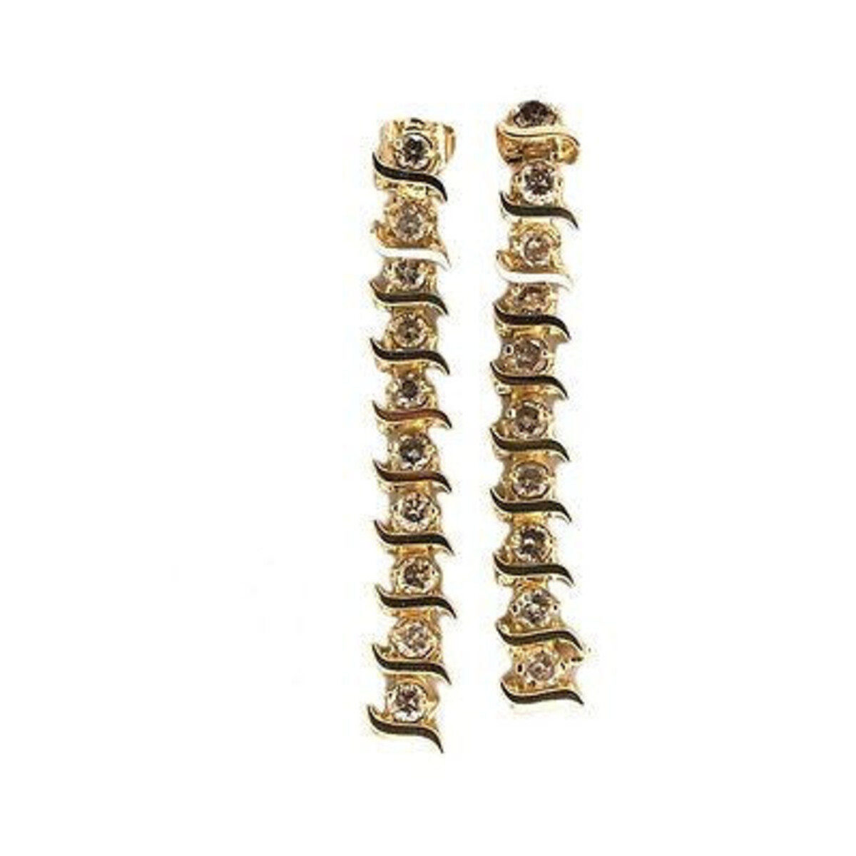 "S" Link 14K Yellow Gold 1.60 Ct Light Golden Brown Diamond Dangle Earrings