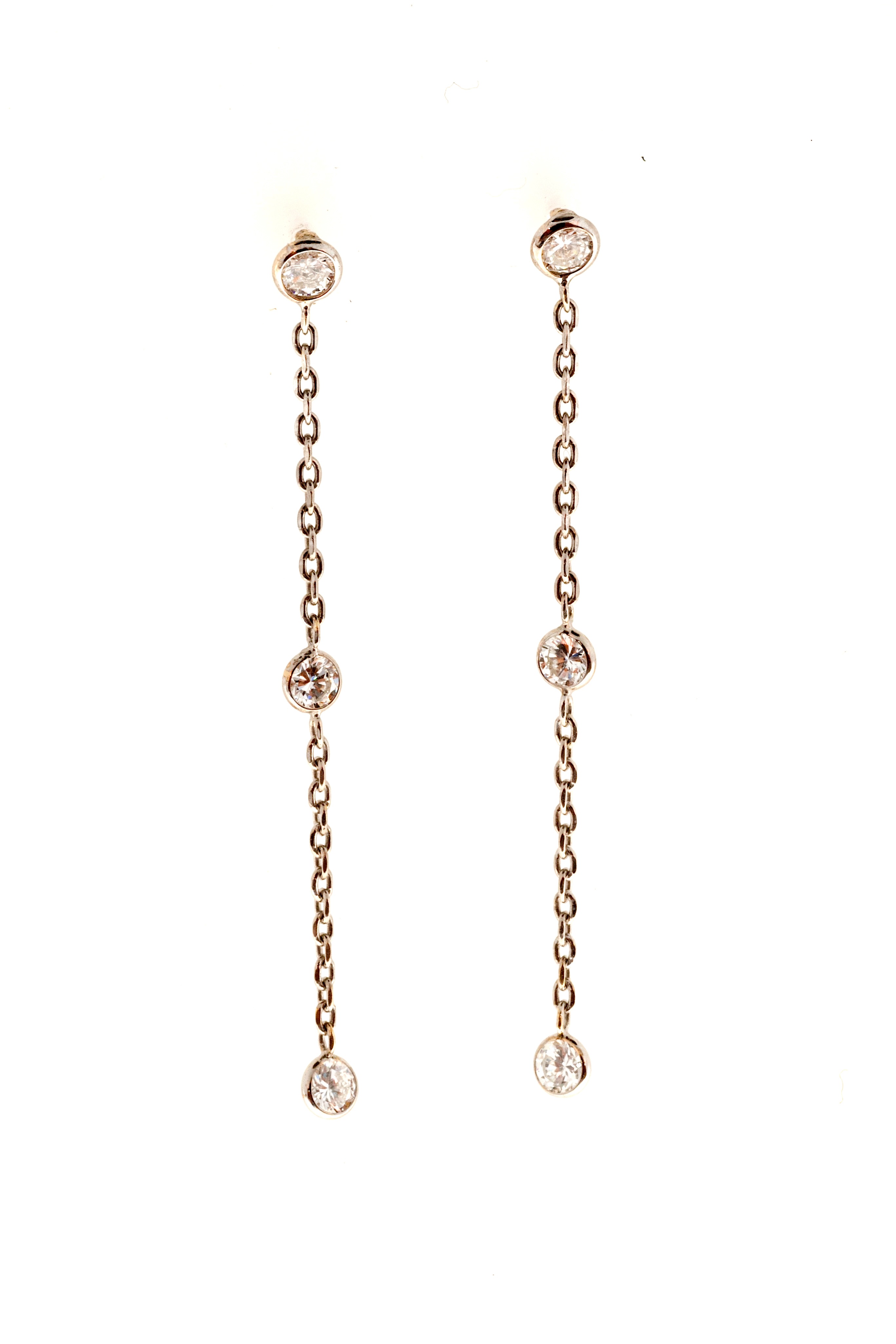 14K Yellow Gold 0.75ct Diamond Dangle Pierced Earrings