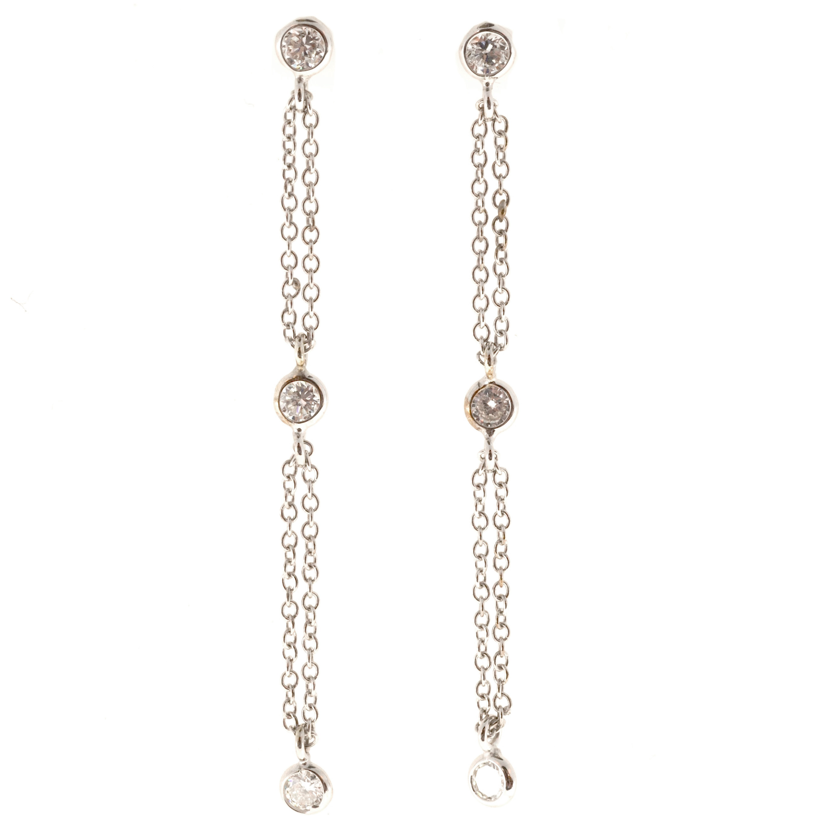 14K White Gold 0.46ct. Diamond Dangle Earrings