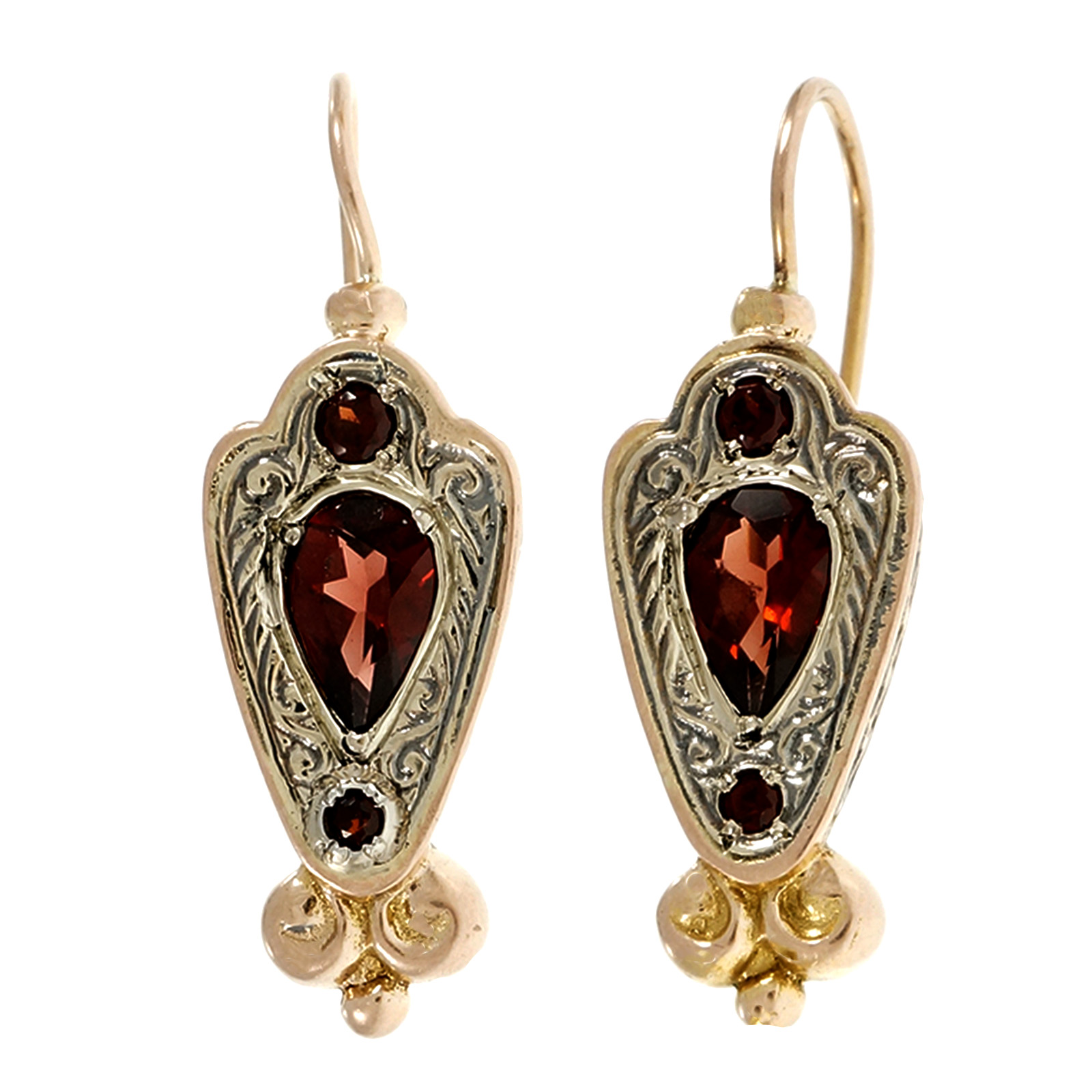 14K Rose Gold Silver Rhodalite Garnet Earrings 