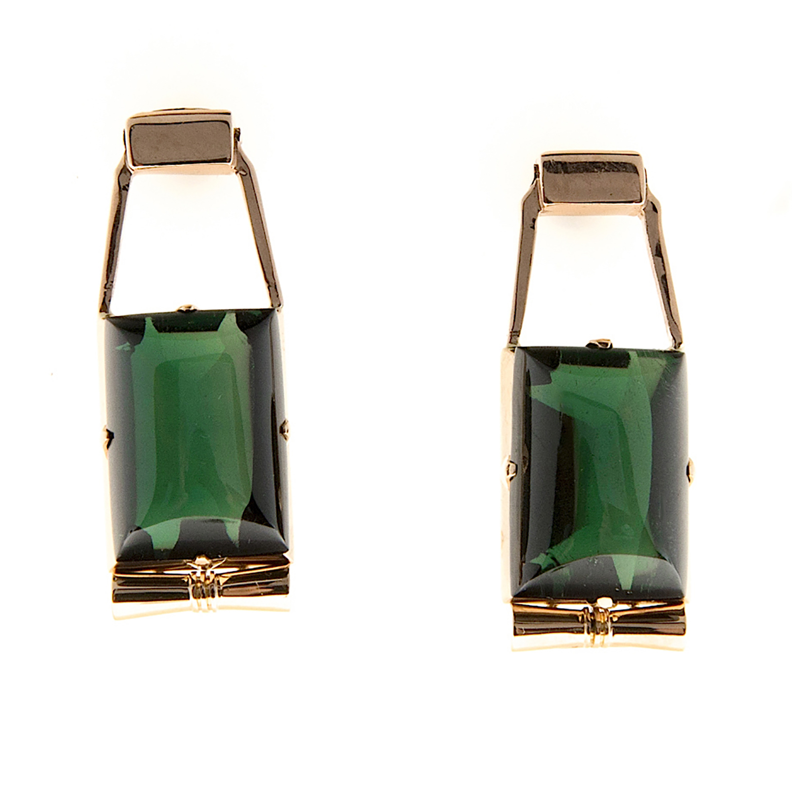 14K Yellow Gold 24.00ct Green Tourmaline Earrings