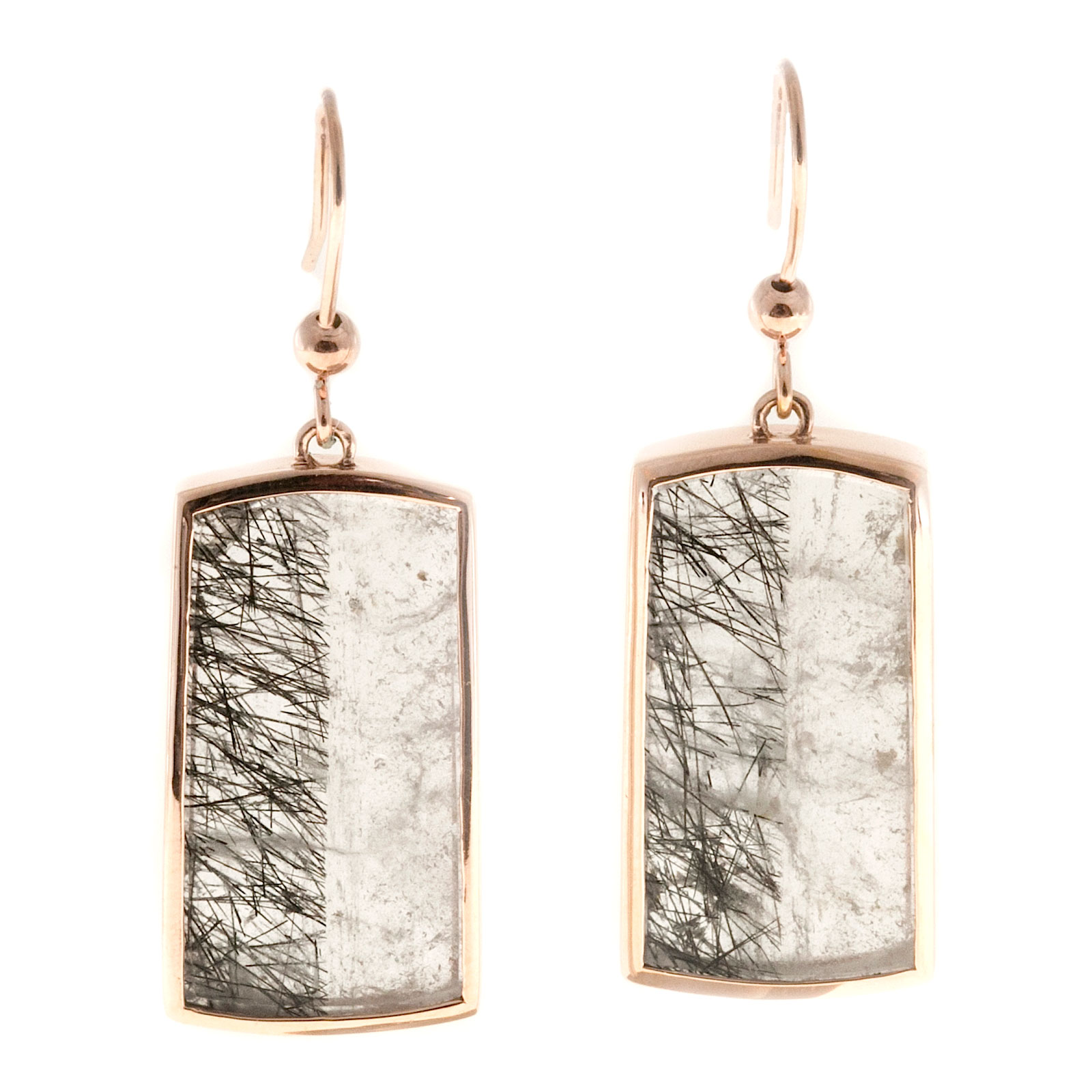 Vintage 18K Rose Gold  26.46ct Transparent Quartz Crystal Earrings