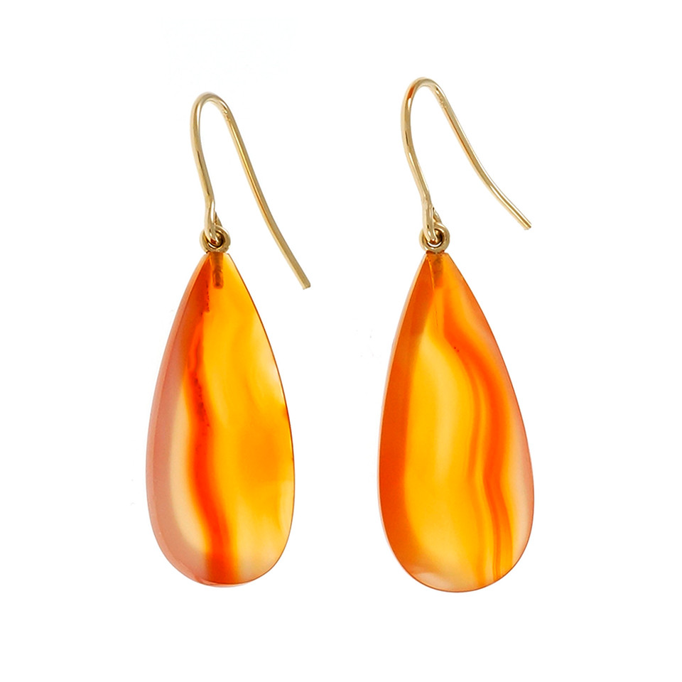 Peter Suchy 14K Yellow Gold with 32.8ct. Orange Calcedony Dangle Earrings