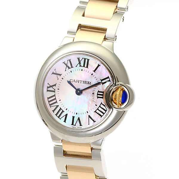 Cartier Ballon Bleu W6920034 Stainless Steel & Pink Gold Pink Pearl Dial 28mm Womens Watch