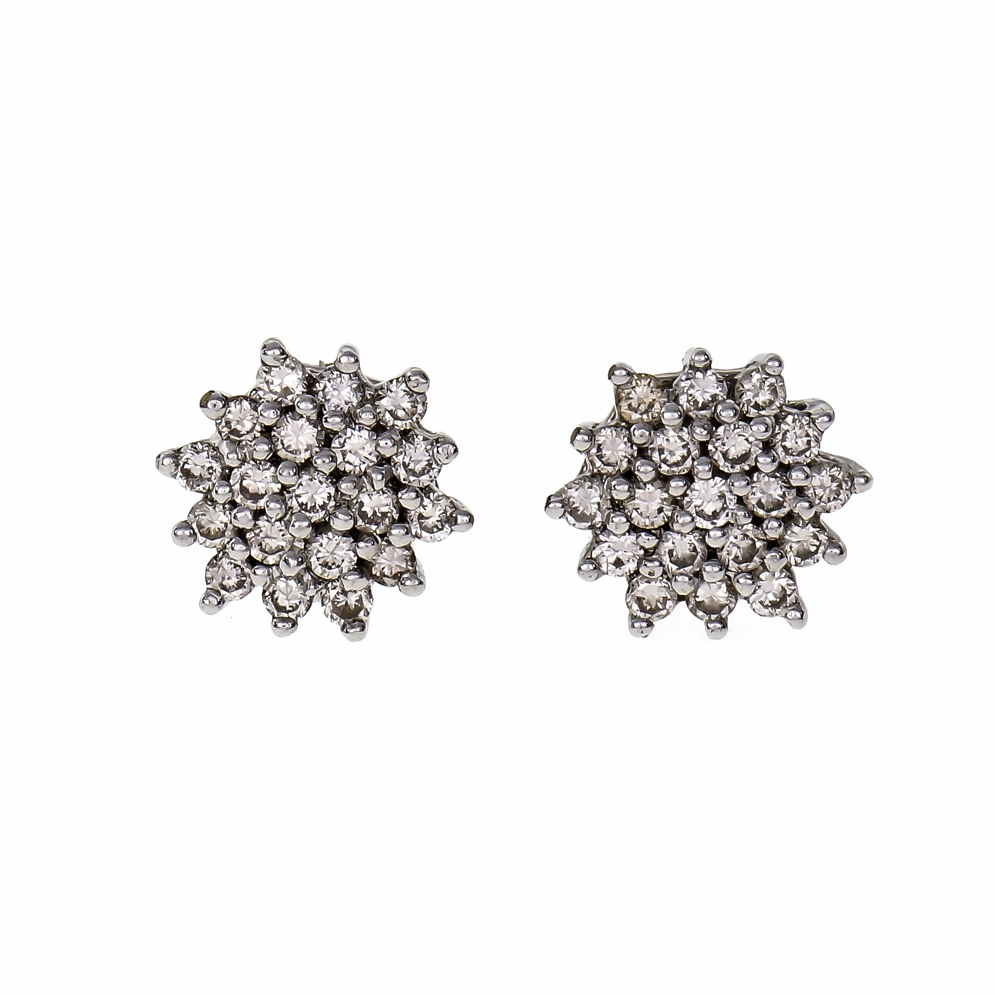Diamond Round Cluster Earrings Platinum .40ct Total