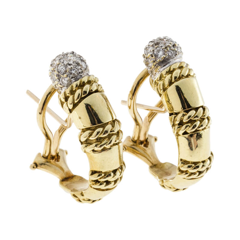 18K Yellow  White Gold 0.25ct Full Cut Diamond Clip Post Earrings