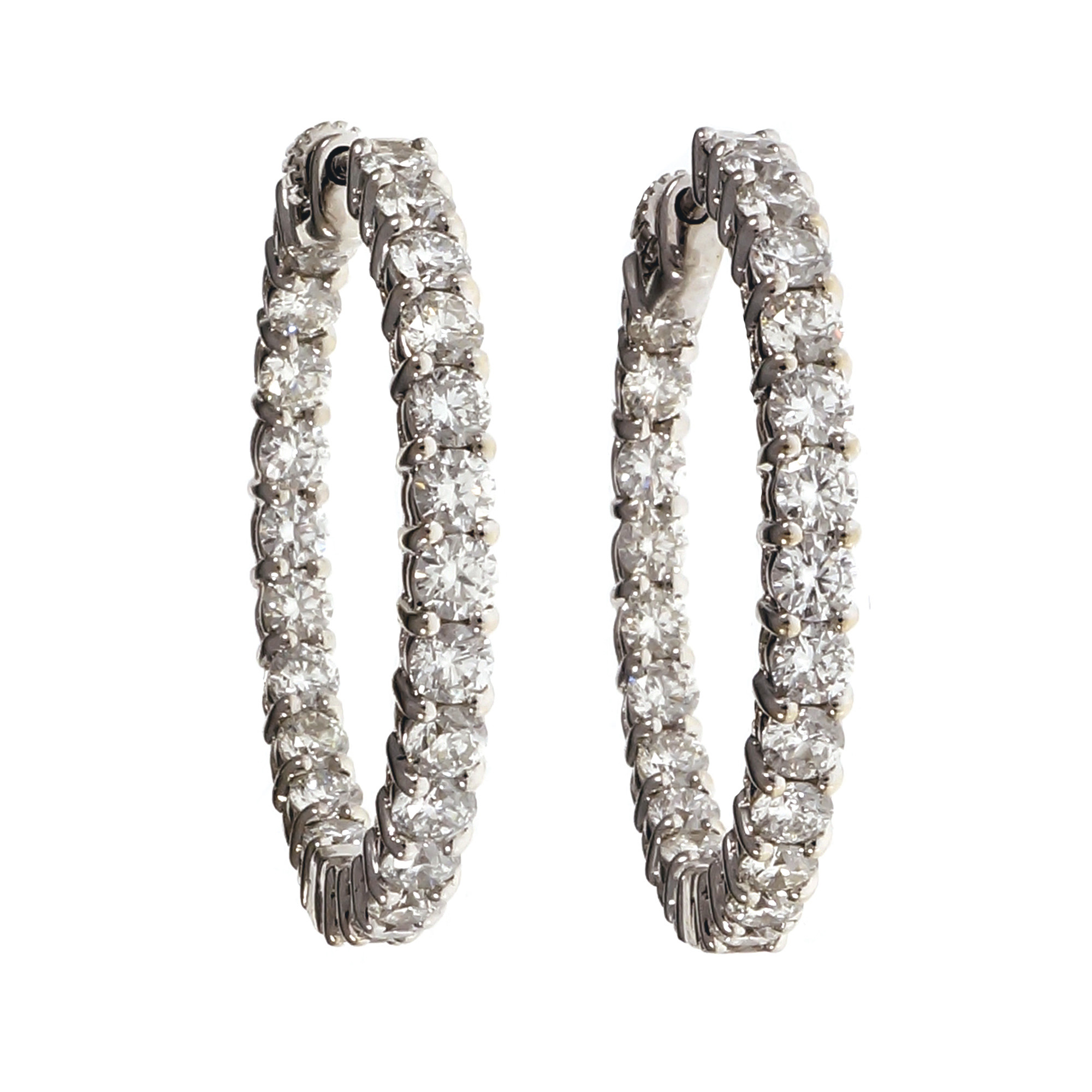 18K White Gold 4.00ct Diamond Hoop Earrings 