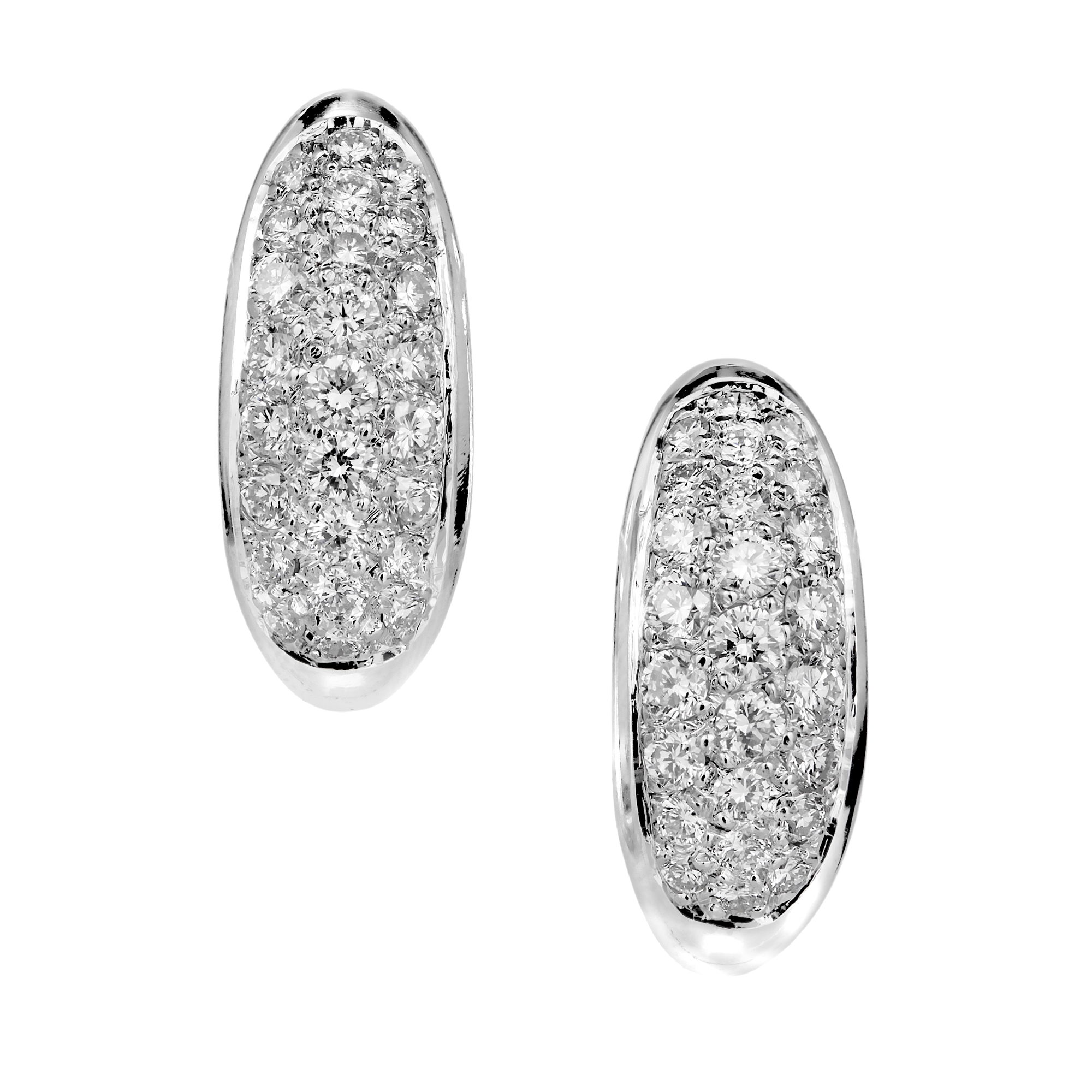 18K White Gold 2.00ct Diamond Hoop Earrings 