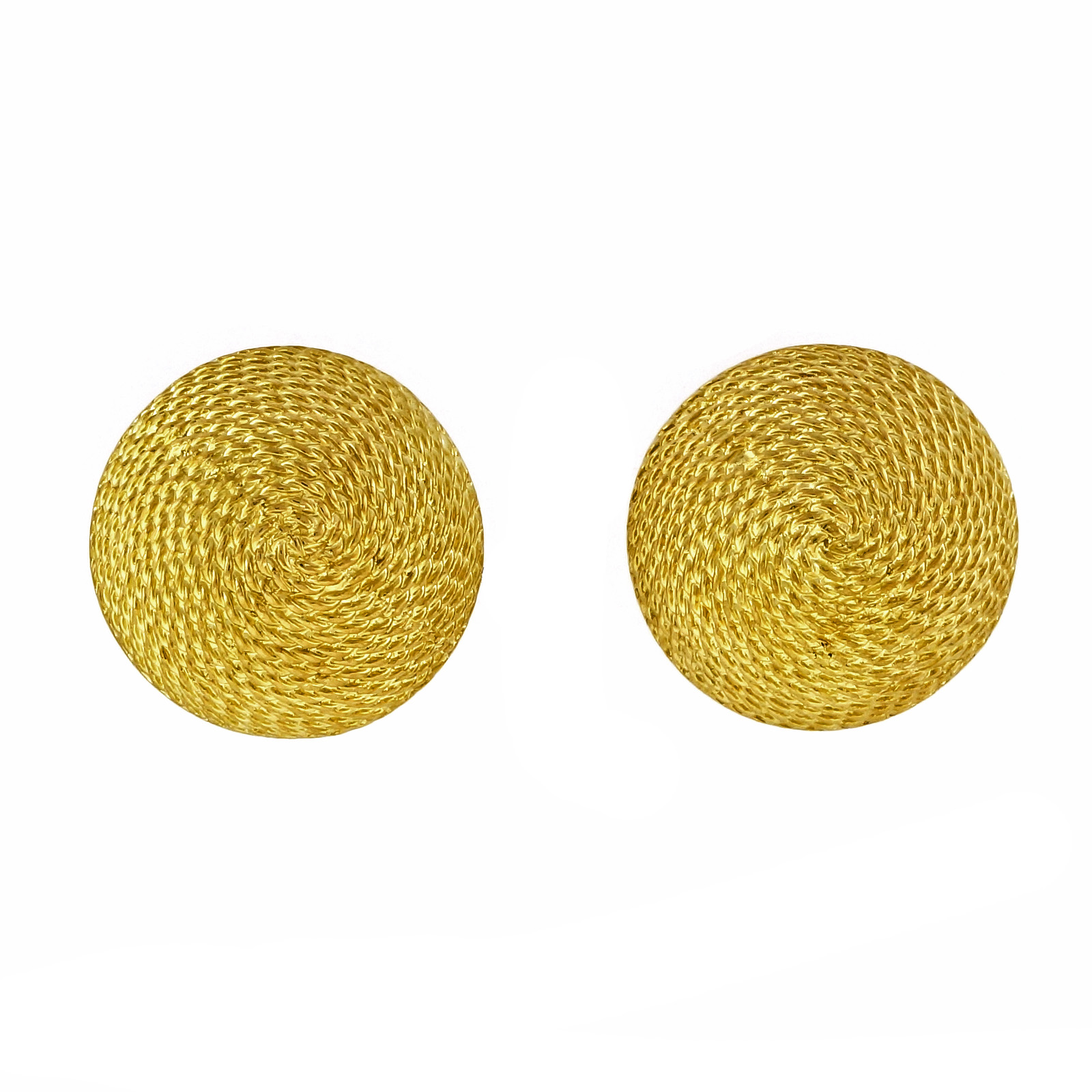 18K Yellow Gold Textured Domed Button Earrings