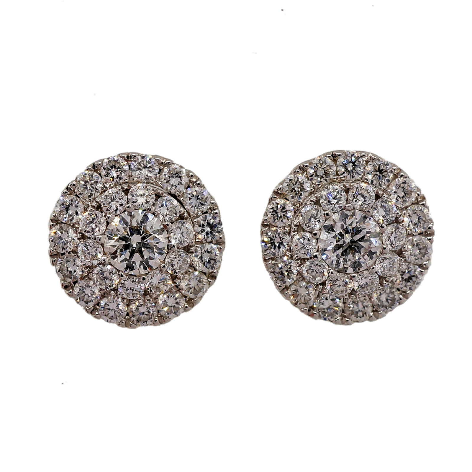 18k White Gold 1.31ctw Diamond Cluster Stud Earrings