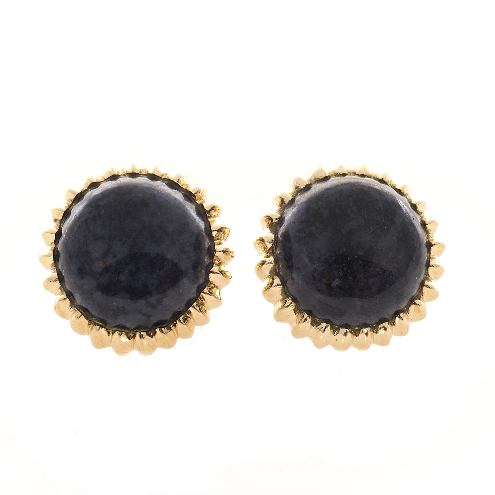 14K Yellow Gold with Lapis Lazuli Clip  Post Earrings