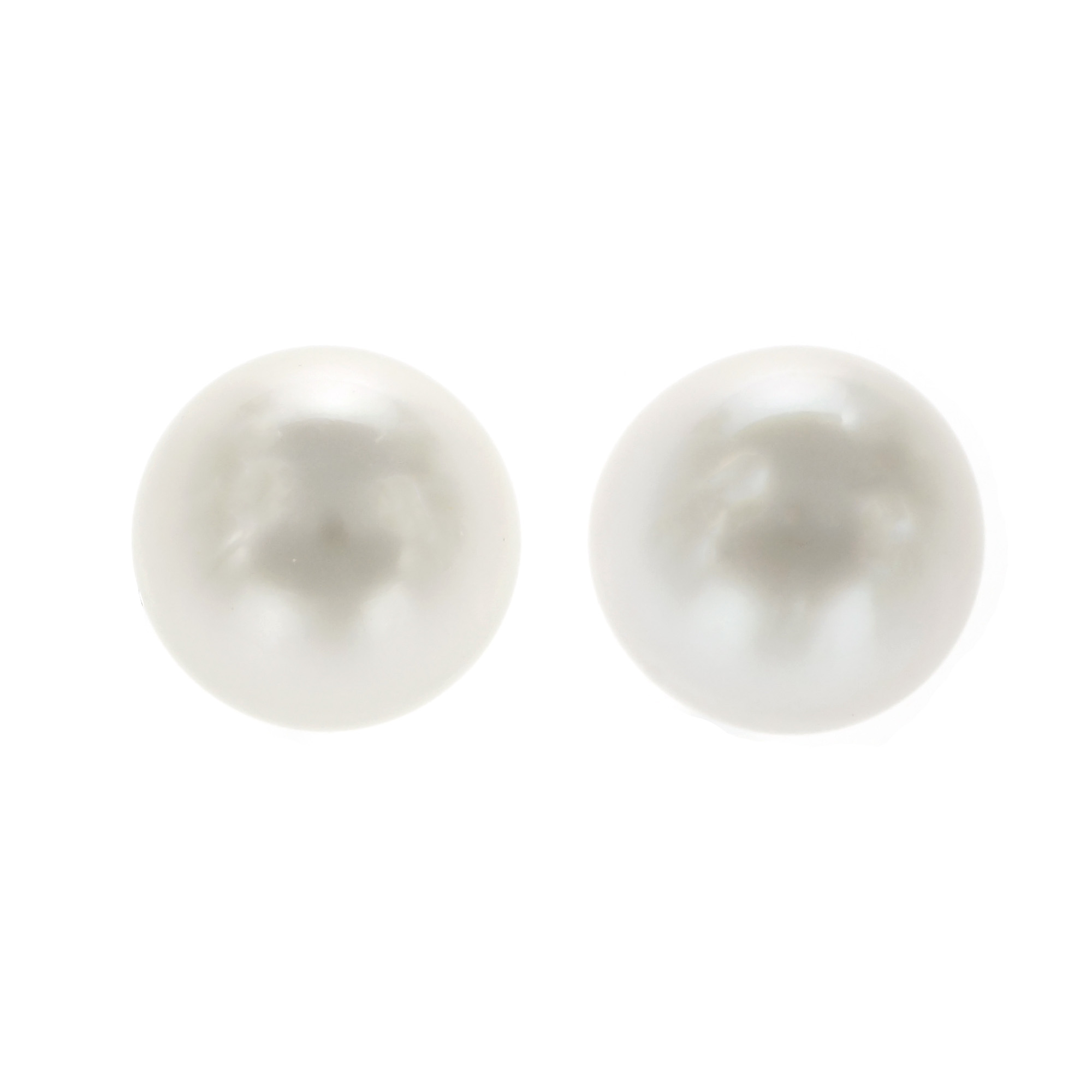 14K White Gold South Sea White Cultured Pearl Earrings 